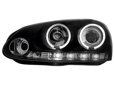 Přední světla černá Angel Eyes Volkswagen Golf V / Jetta