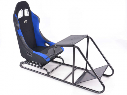 Sportovní sedačka + rám pro herní konzoli / volant, černo-modrá