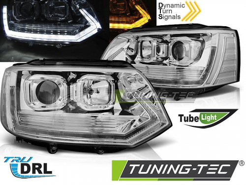 Přední světla Tube Lights T6 Look VW T5 chrom