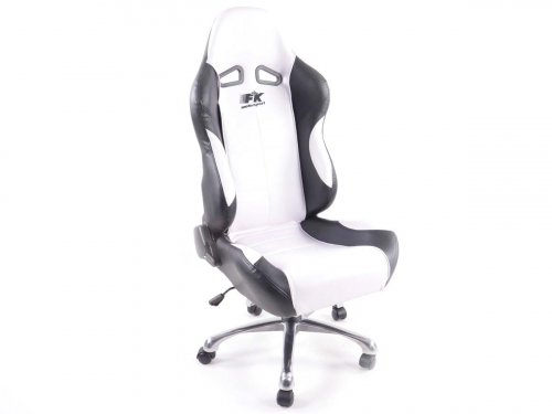 Sportovní sedačka - kancelářská židle, koženková, černo-bílá