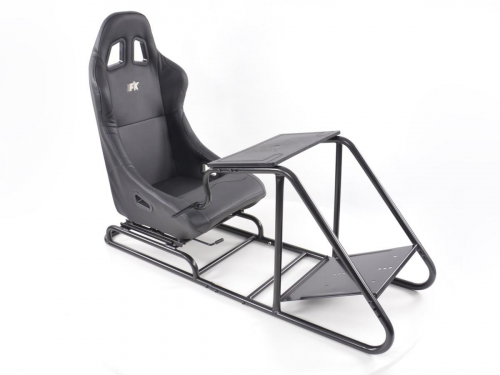 Sportovní koženková sedačka + rám pro herní konzoli / volant, černá
