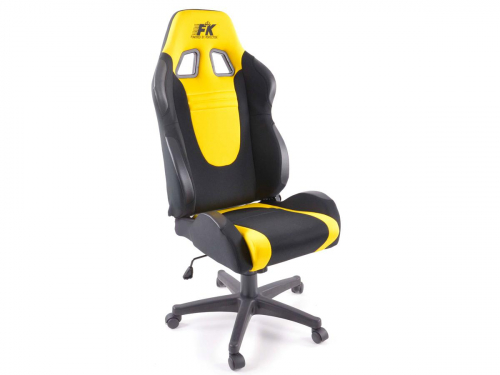Sportovní sedačka Racecar - kancelářská židle, textiní, žluto-černá