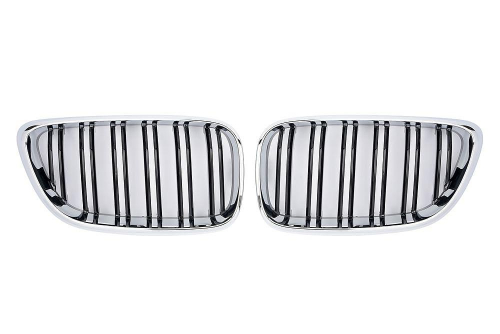 Maska-ledvinky pro BMW 2 F22 - černý lesk/chrom, dvojitá žebra