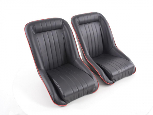 Sportovní sedačky Retro - černé, červený šev