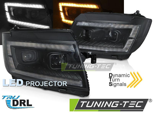 Přední LED dynamická světla tube light Volkswagen Crafter II - černé provedení 