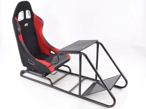 Sportovní koženková sedačka + rám pro herní konzoli / volant, černo-červená