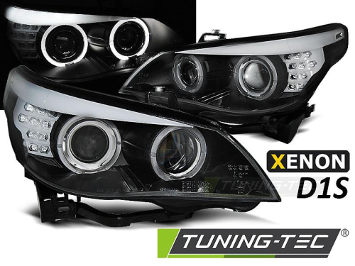 Přední světla Angel Eyes Xenon D1S LED BMW E60 / E61 - černé provedení