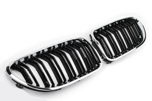 Maska-ledvinky pro BMW 6 F06 - černý lesk/chrom, dvojitá žebra