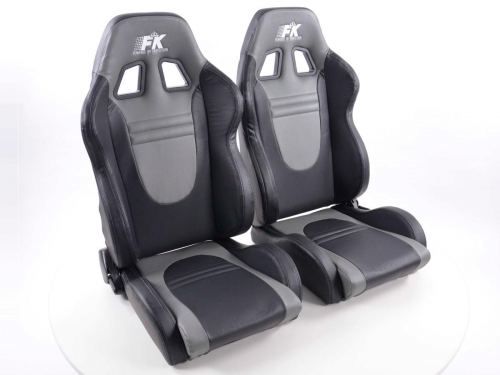 Sportovní sedačky FK Automotive Racecar grey/black imitace kůže