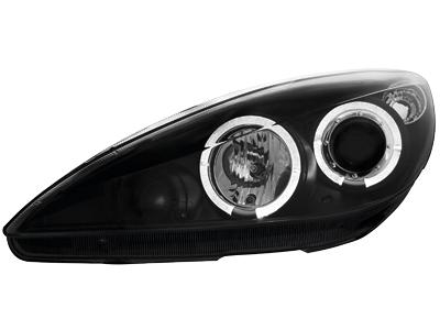 Přední světla černá Angel Eyes Peugeot 307