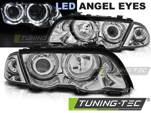 Přední světla LED Angel eyes BMW E46 sedan/touring chrom