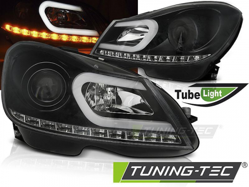 Přední světla LED blinkr TubeLights Mercedes-Benz C W204 černá