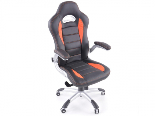 Sportovní sedačka - kancelářská židle, koženková, oranžovo-černá