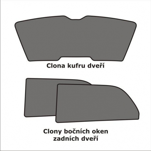 Sluneční clony sada (zadní a páté dveře) Škoda Fabia