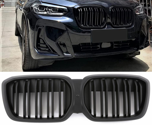 Maska-ledvinky pro BMW iX3 G08 LCI - černý mat, dvojitá žebra