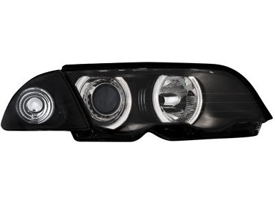 Přední světla černá s Angel Eyes BMW E46 Limousine