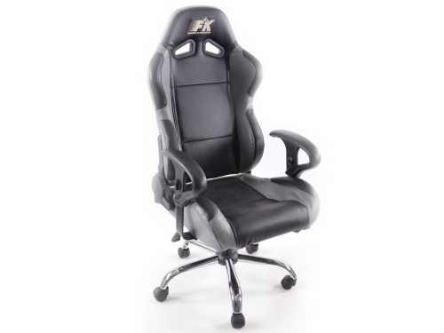 Sportovní sedačka - kancelářská židle, koženková, šedo-černá