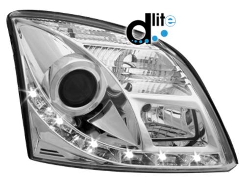 Přední světla D <br>-<small>Lite Opel Vectra C + denní svícení, chrom</small>