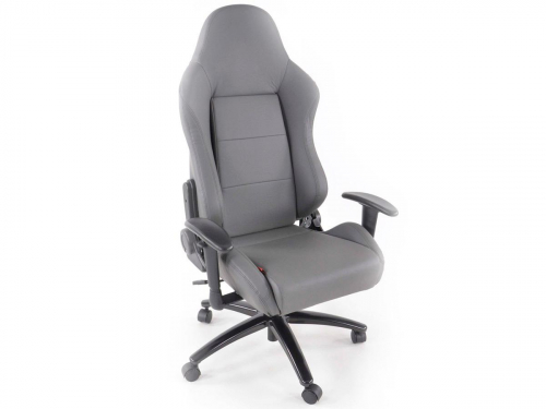 Sportovní sedačka - kancelářská židle, koženková, šedá