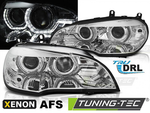Přední světla xenon D1S 3D LED DRL AFS BMW X5 E70 chromová