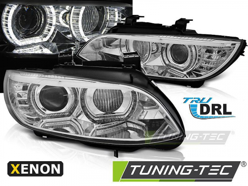 Přední světla xenon D1S AFS 3D LED angel eyes BMW E92/E93 chromová