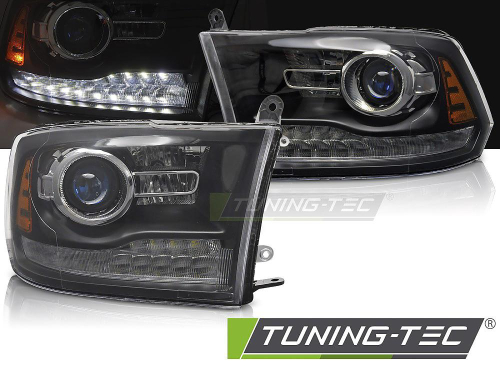Přední světla s LED parkovacím světlem pro Dodge Ram - černé provedení