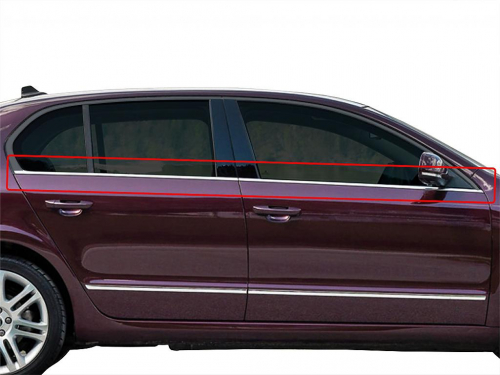 Nerez chrom lišty spodní hrany oken Škoda Superb II sedan