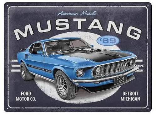 Retro cedule - Ford Mustang 1969 30x40cm