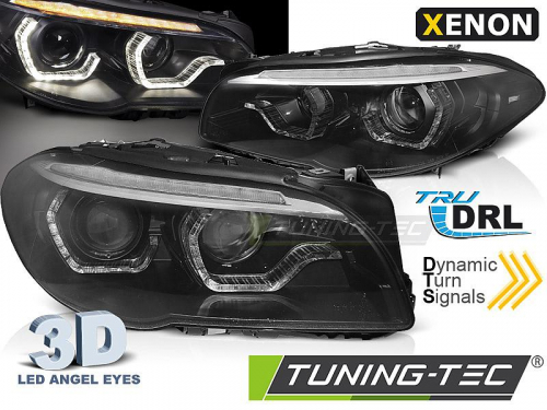 Přední LED dynamická světla angel eyes s denními světly BMW F10/F11 černá