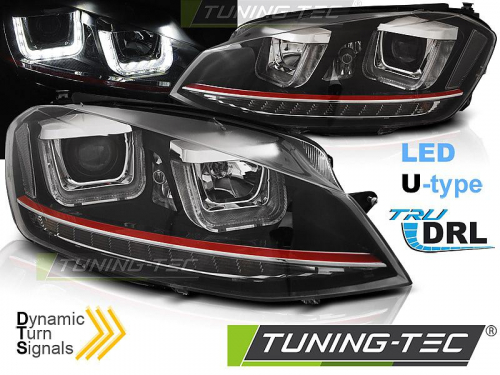 Přední světla s U-LED denními světly a dynamickým blikačem VW Golf VII černá