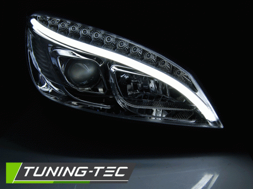 Přední světla s LED parkovacím světlem Mercedes W204 chrom