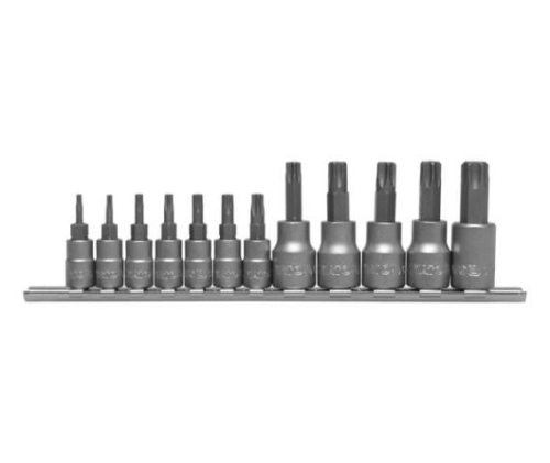 Sada bitů 1/4", 3/8" 12 ks T8-T55 torx s otvorem