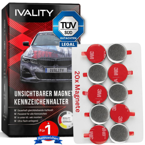 Neviditelný magnetický držák SPZ IVALITY - 1ks pod nárazník