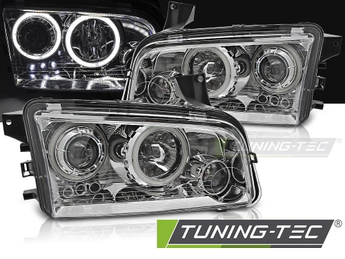 Přední světla angel eyes CCFL Dodge Charger LX chrom