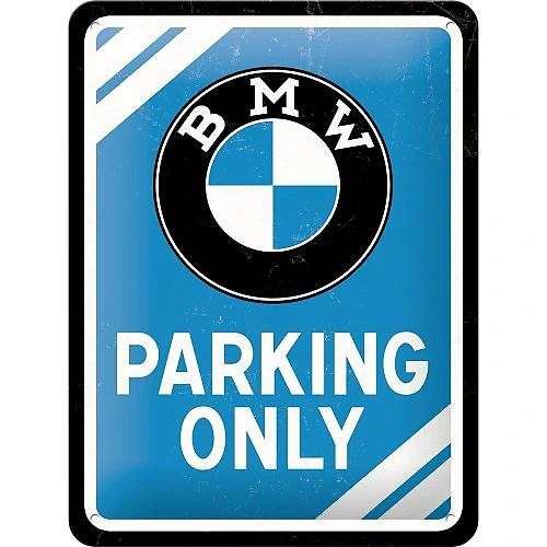 Retro cedule BMW Parking Only 15x20cm, modrá
