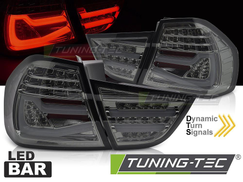Zadní LED světla BMW E90 LCI (facelift) s dynamickým blikačem, červeno-kouřové provedení