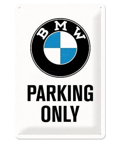 Retro cedule BMW Parking Only 20x30cm, bílá