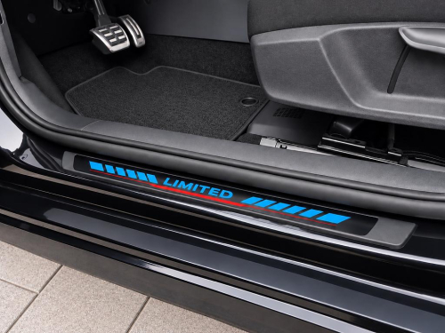 Dekorativní kryty prahů s nápisem LIMITED pro Škoda Scala - modrá
