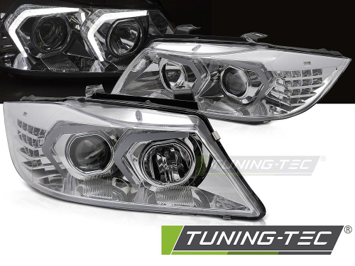 Přední LED světla pro BMW E90 / E91 - provedení chrom