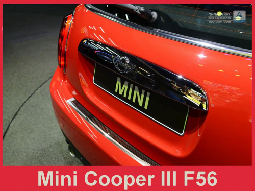 Kryt prahu zadních dveří Mini Cooper III F56 - nerez / červený karbon