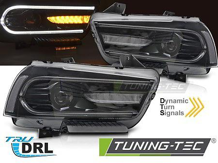Přední LED světla s denním svícením a dynamickým blinkrem pro Dodge Charger II - černé provedení