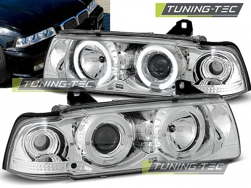 Přední lampy chrom s Angel Eyes BMW E36