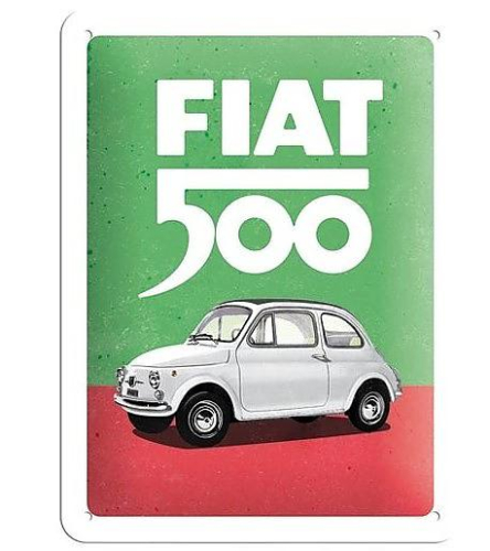 Retro cedule Fiat 500 15x20cm