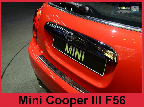 Kryt prahu zadních dveří Mini Cooper III F56 - nerez - černé provedení / červený karbon
