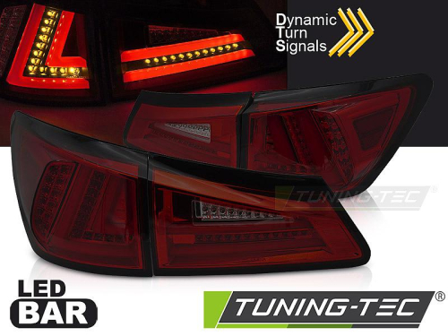 LED zadní světla s dynamickým blinkrem pro Lexus IS II - červeno-kouřové provedení