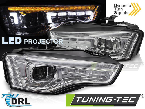 Přední světlomety Audi A5 LED, dynamický blinkr, denní svícení - provedení chrom