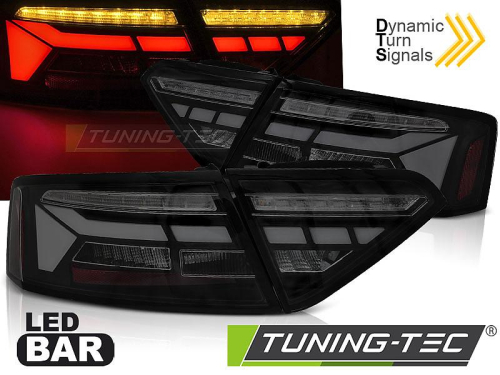 Zadní LED světla s dynamickým blinkrem pro AUDI A5 černo kouřové provedení 
