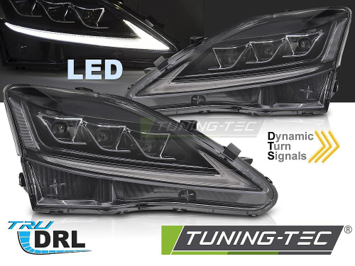 Přední LED světla s denním svícením a dynamickým blinkrem pro LEXUS IS, černé provedení
