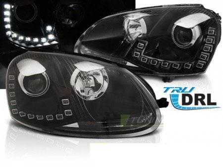 LED přední světla s denním svícením Volkswagen Golf V LED DRL černé