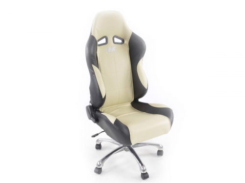 Sportovní sedačka - kancelářská židle, koženková, černo-béžová